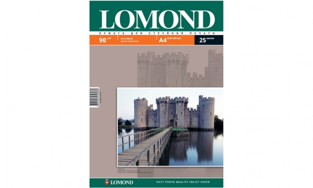 Фотобумага матовая Lomond; односторонняя; А4; 90г; 25л