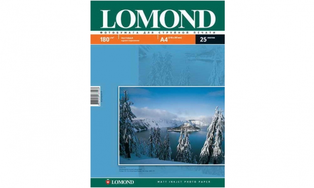 Фотобумага матовая Lomond; односторонняя; А4; 180г; 25л