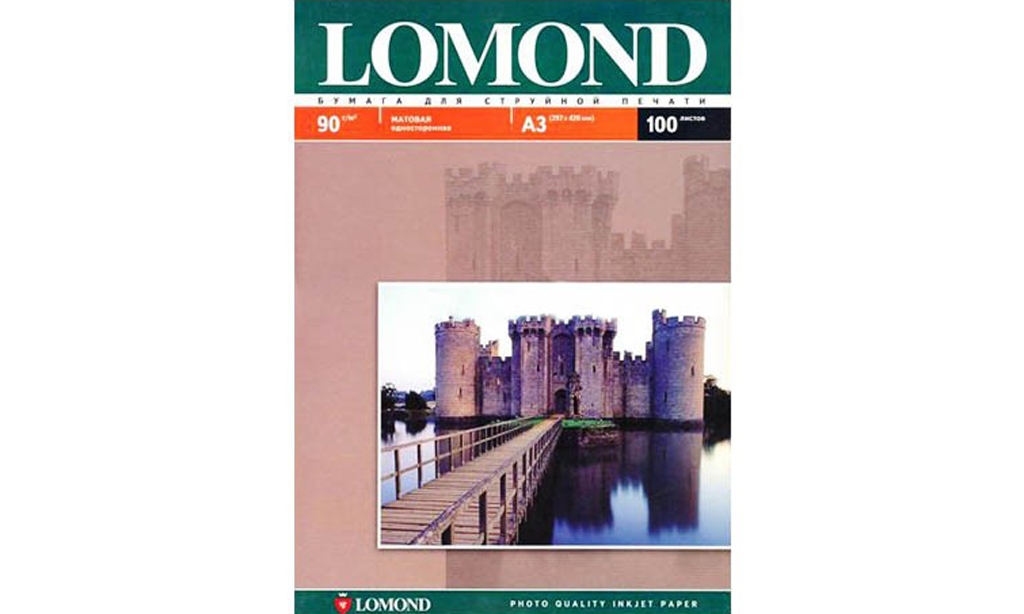 Фотобумага матовая Lomond; односторонняя; А4; 90г; 100л