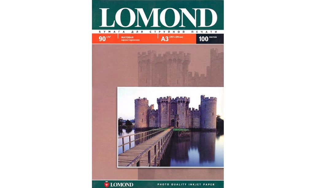 Фотобумага матовая Lomond; односторонняя; А3; 90г; 100л
