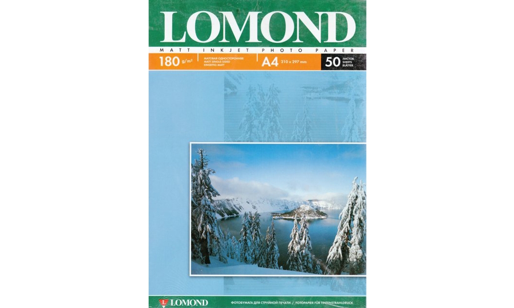 Фотобумага матовая Lomond; односторонняя; А4; 180г; 50л