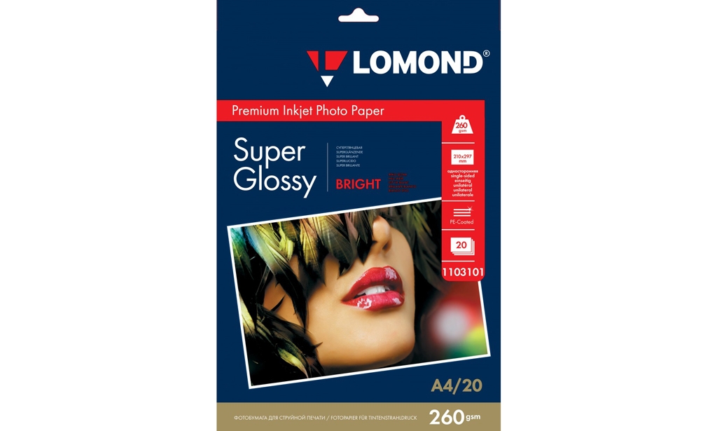 Фотобумага суперглянцевая Lomond; Super Glossy; А4; 260г; 20л