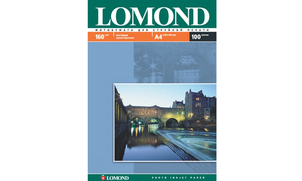 Фотобумага матовая Lomond; односторонняя; А4; 160г; 100л