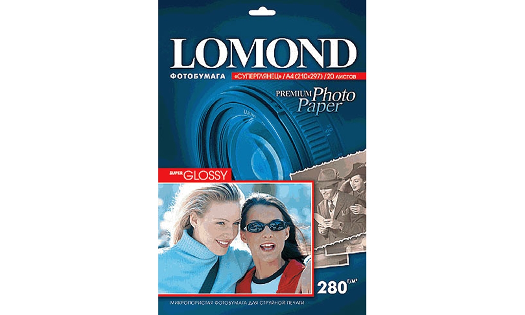 Фотобумага суперглянцевая Lomond; Super Glossy; А4; 280г; 20л